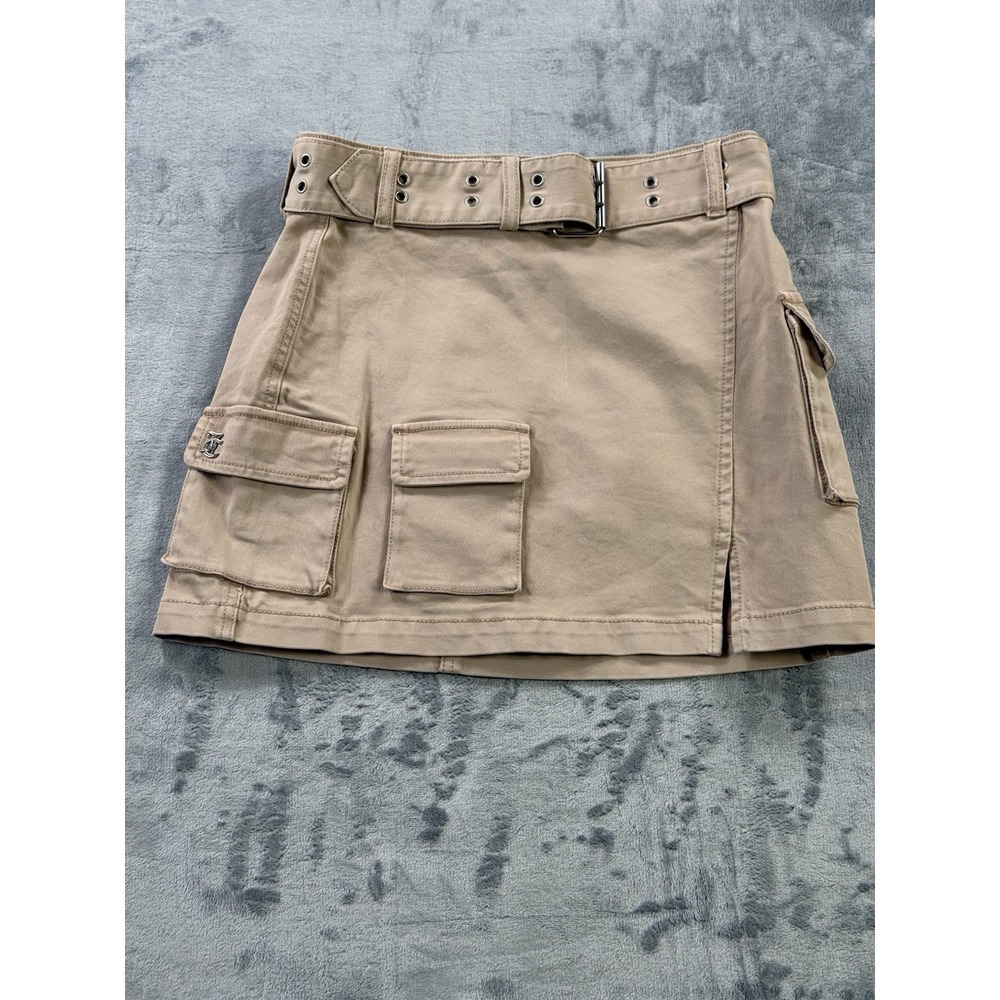 Juicy Couture Cargo Mini Skirt Belted Nomad Brown Khaki NWT Women's 28